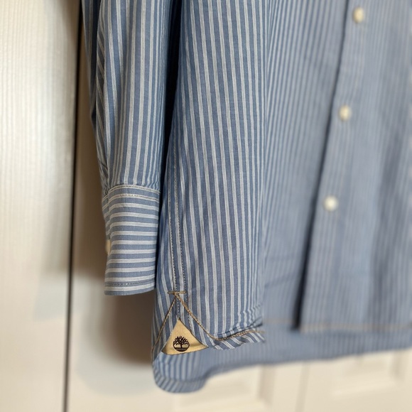 Timberland button down long sleeve shirt blue and white mens medium - Picture 4 of 9